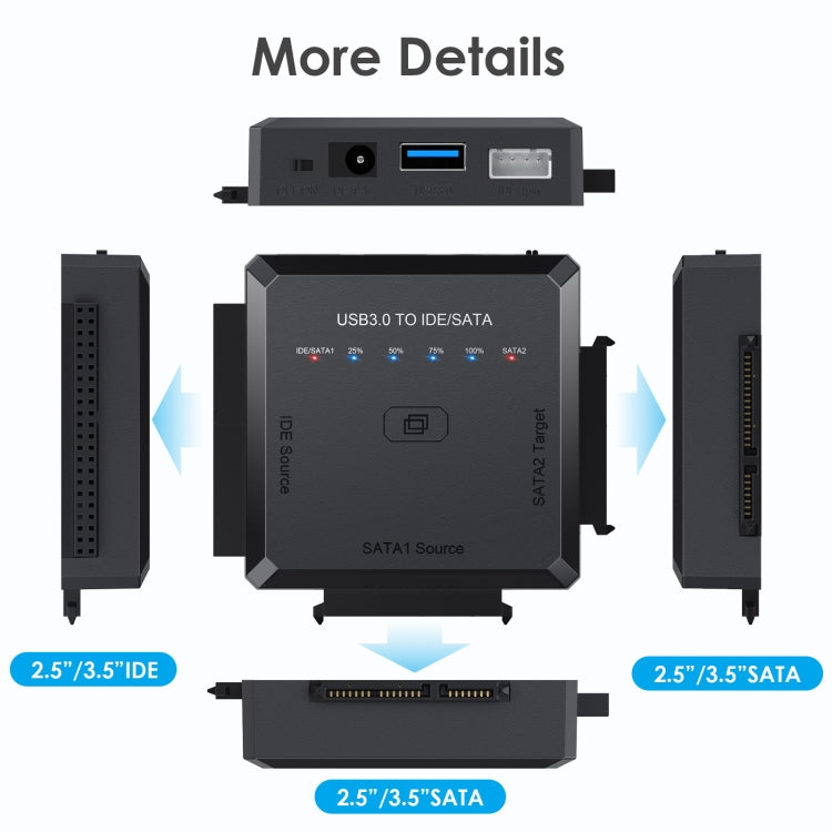 USB3.0 zu SATA oder IDE Festplatten Adapter Konverter mit Klonfunktion
