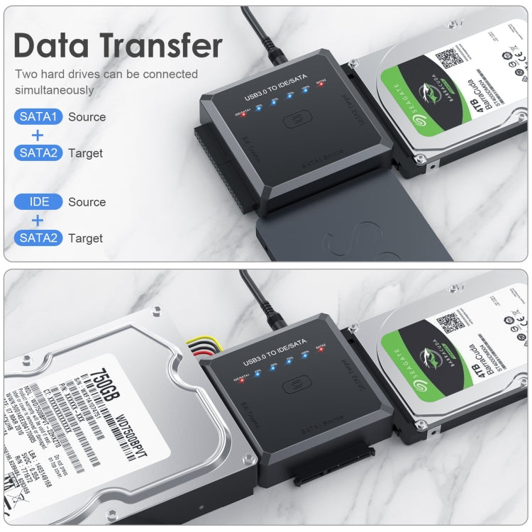 USB3.0 zu SATA oder IDE Festplatten Adapter Konverter mit Klonfunktion
