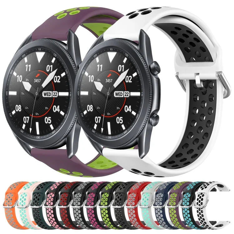 22mm Perforated Breathable Sports Silicone Watch Band, For Samsung Galaxy Watch3 45mm, For Samsung Gear S3 Classic, For Samsung Gear S3 Frontier