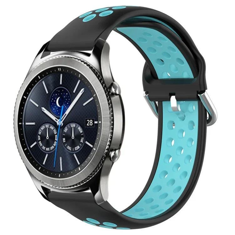 22mm Perforated Breathable Sports Silicone Watch Band, For Samsung Galaxy Watch3 45mm, For Samsung Gear S3 Classic, For Samsung Gear S3 Frontier