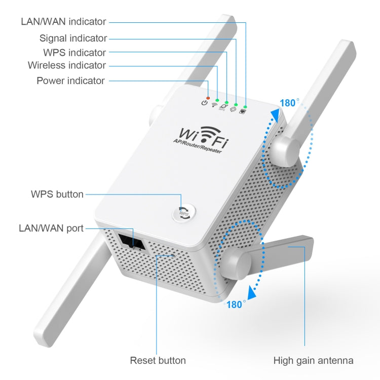 U8 300Mbps Wireless WiFi Repeater Extender Router Wi-Fi Signalverstärker WiFi Booster, US-Stecker, EU-Stecker