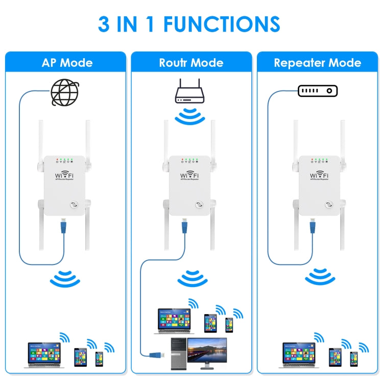 U8 300Mbps Wireless WiFi Repeater Extender Router Wi-Fi Signalverstärker WiFi Booster, US-Stecker, EU-Stecker