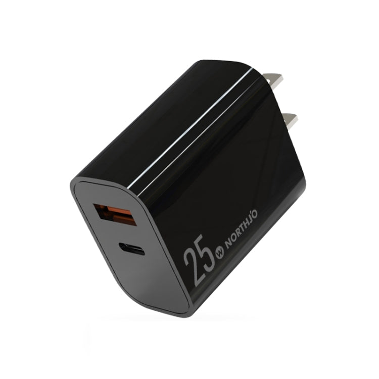 NORTHJO NOPD2502 PD 25W USB-C/Type-C + QC 3.0 USB Dual Ports Schnellladegerät, US-Stecker, EU-Stecker, UK-Stecker, AU-Stecker