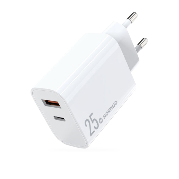 NORTHJO NOPD2502 PD 25W USB-C/Type-C + QC 3.0 USB Dual Ports Schnellladegerät, US-Stecker, EU-Stecker, UK-Stecker, AU-Stecker