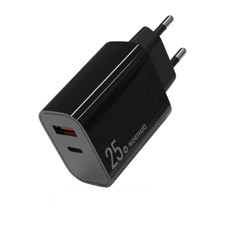 NORTHJO NOPD2502 PD 25W USB-C/Type-C + QC 3.0 USB Dual Ports Schnellladegerät, US-Stecker, EU-Stecker, UK-Stecker, AU-Stecker