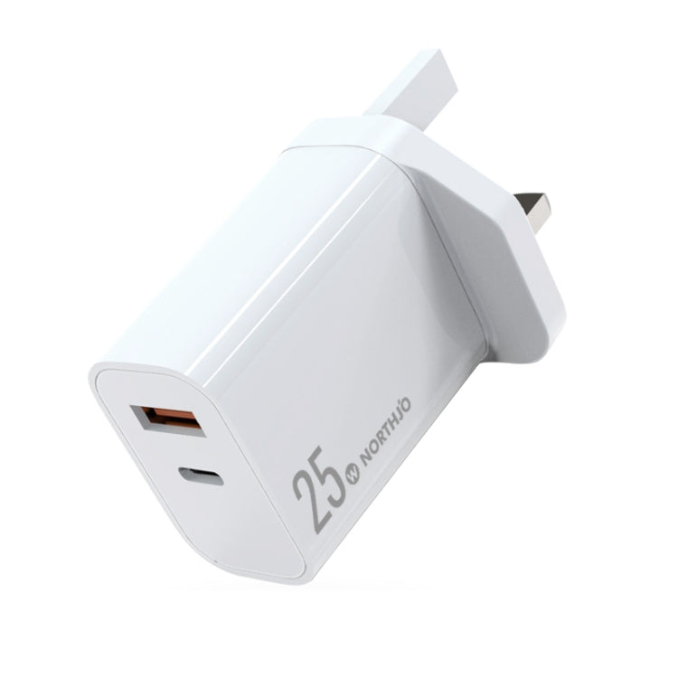 NORTHJO NOPD2502 PD 25W USB-C/Type-C + QC 3.0 USB Dual Ports Schnellladegerät, US-Stecker, EU-Stecker, UK-Stecker, AU-Stecker