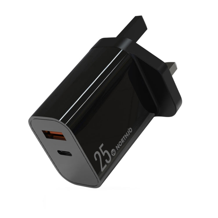 NORTHJO NOPD2502 PD 25W USB-C/Type-C + QC 3.0 USB Dual Ports Schnellladegerät, US-Stecker, EU-Stecker, UK-Stecker, AU-Stecker