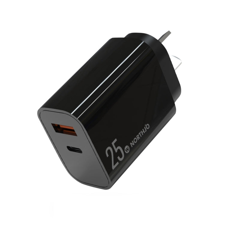 NORTHJO NOPD2502 PD 25W USB-C/Type-C + QC 3.0 USB Dual Ports Schnellladegerät, US-Stecker, EU-Stecker, UK-Stecker, AU-Stecker