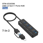 Onten UCA5306 7-in-2 USB3.0 + Typ-C 7-Port HUB Dockingstation mit OTG-Funktion, UCA5306