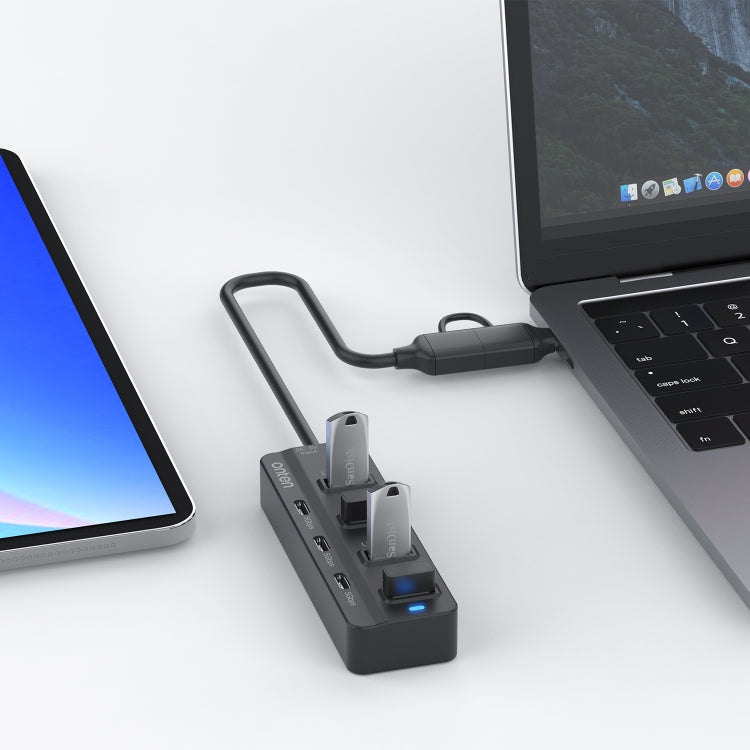 Onten UCA5306 7-in-2 USB3.0 + Typ-C 7-Port HUB Dockingstation mit OTG-Funktion, UCA5306