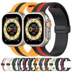 Zweifarbiges Silikonarmband mit Magnetverschluss, passend für Apple Watch Ultra (49 mm), Apple Watch Series 8 &amp; 7 (45 mm) und Apple Watch Series 8 &amp; 7 (41 mm).