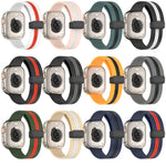 Zweifarbiges Silikonarmband mit Magnetverschluss, passend für Apple Watch Ultra (49 mm), Apple Watch Series 8 &amp; 7 (45 mm) und Apple Watch Series 8 &amp; 7 (41 mm).