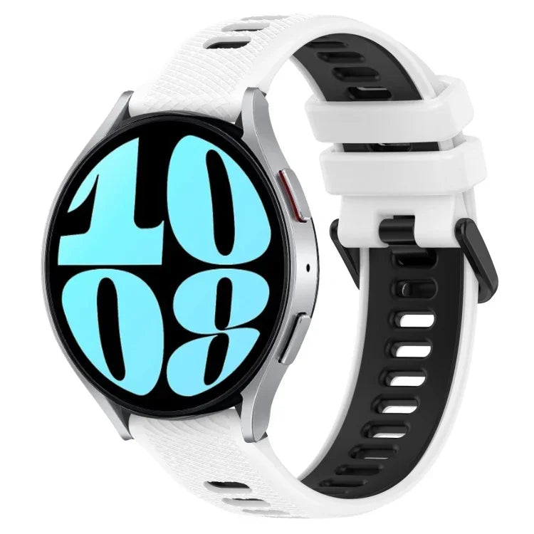 20 mm Sportliches zweifarbiges Silikon-Uhrenarmband, für Samsung Galaxy Watch 6 (40 mm) und Samsung Galaxy Watch 6 Classic (43 mm)
