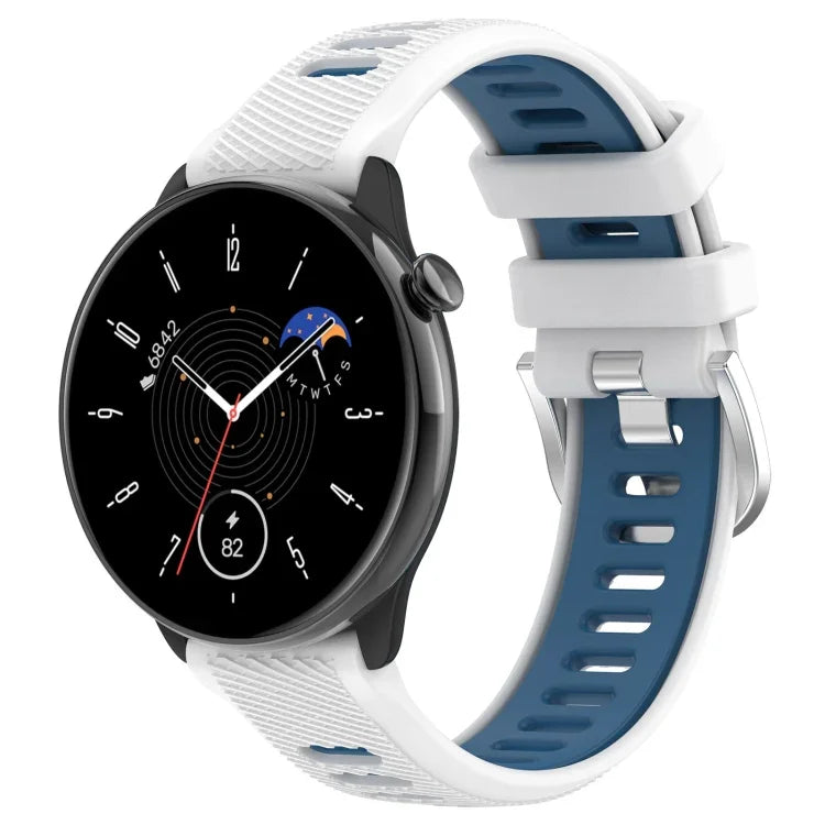 20 mm Sportliches zweifarbiges Silikonarmband mit Stahlschließe, passend für Samsung Galaxy Watch 6 (40 mm) und Samsung Galaxy Watch 6 Classic (43 mm).