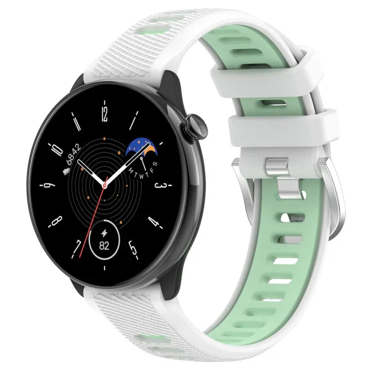 20 mm Sportliches zweifarbiges Silikonarmband mit Stahlschließe, passend für Samsung Galaxy Watch 6 (40 mm) und Samsung Galaxy Watch 6 Classic (43 mm).