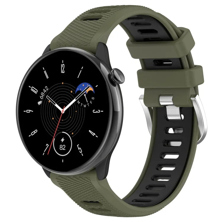 20 mm Sportliches zweifarbiges Silikonarmband mit Stahlschließe, passend für Samsung Galaxy Watch 6 (40 mm) und Samsung Galaxy Watch 6 Classic (43 mm).