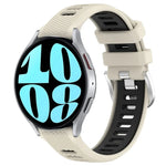 20 mm Sportliches zweifarbiges Silikonarmband mit Stahlschließe, passend für Samsung Galaxy Watch 6 (40 mm) und Samsung Galaxy Watch 6 Classic (43 mm).