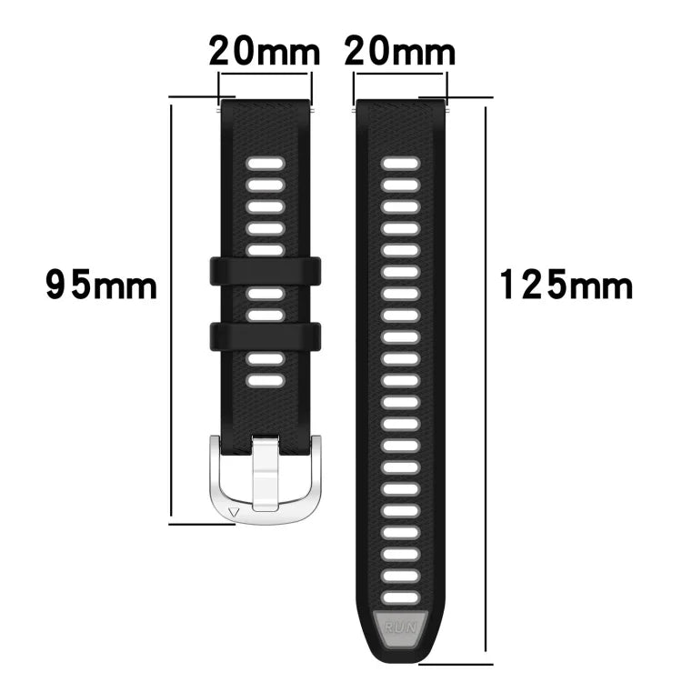 20 mm Sportliches zweifarbiges Silikonarmband mit Stahlschließe, passend für Samsung Galaxy Watch 6 (40 mm) und Samsung Galaxy Watch 6 Classic (43 mm).