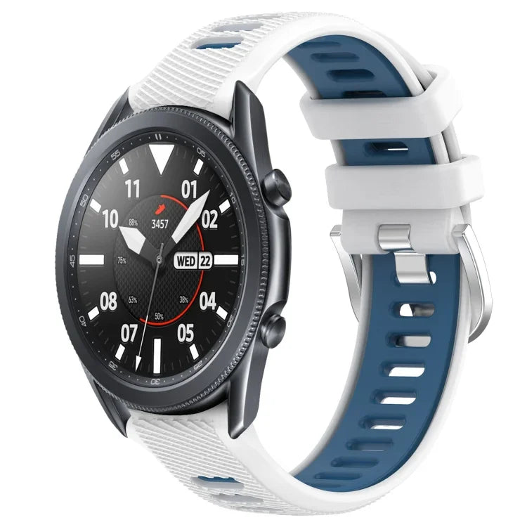 22 mm Sportliches zweifarbiges Silikon-Uhrenarmband mit Stahlschließe, passend für Samsung Galaxy Watch3 (45 mm), Samsung Galaxy Watch (46 mm), Samsung Gear S3 Classic und Samsung Gear S3 Frontier.