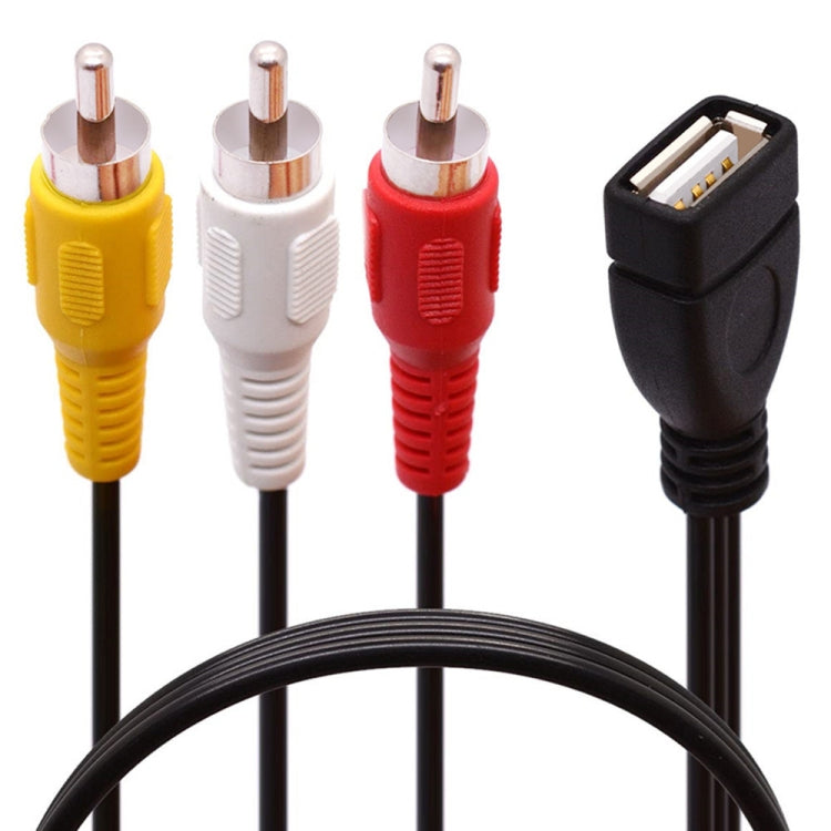 JUNSUNMAY USB Buchse auf 3 x RCA Stecker Audio Video Verteilerkabel, 0,2 m, 1,5 m