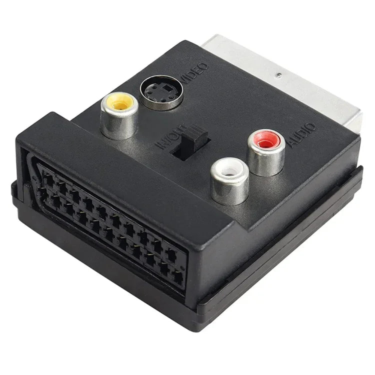 JUNSUNMAY 21 Pin Scart Stecker auf Buchse S-Video 3 Cinch-Adapter Umschaltbar Ein/Aus Audio Konverter