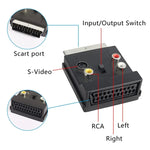 JUNSUNMAY 21 Pin Scart Stecker auf Buchse S-Video 3 Cinch-Adapter Umschaltbar Ein/Aus Audio Konverter
