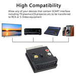 JUNSUNMAY 21 Pin Scart Stecker auf Buchse S-Video 3 Cinch-Adapter Umschaltbar Ein/Aus Audio Konverter
