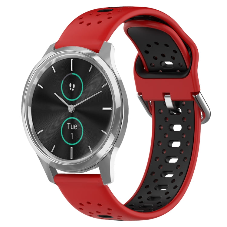 20mm Breathable Two-Color Silicone Watch Band, For Garmin Venu SQ, For Garmin VivoMove Style, For Garmin VivoMove Luxe