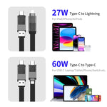 ENKAY ENK-CB134 4-in-1 60W USB-A / Type-C zu 8 Pin / Type-C Nylon Geflochtenes Magnetisches Schnellladekabel, 0,15m, 1,2m
