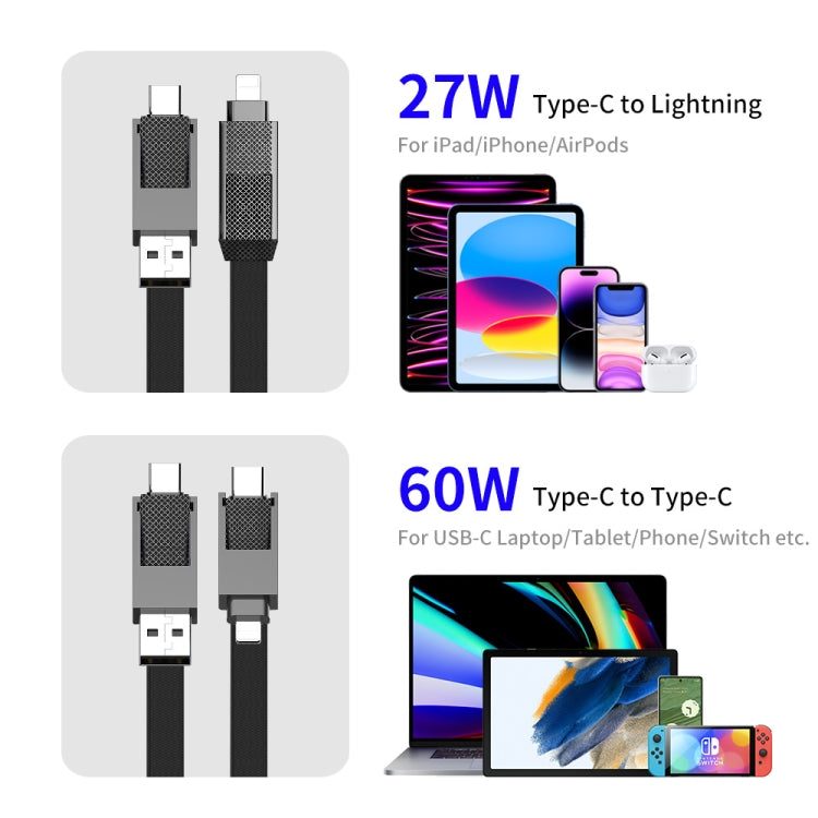 ENKAY ENK-CB134 4-in-1 60W USB-A / Type-C zu 8 Pin / Type-C Nylon Geflochtenes Magnetisches Schnellladekabel, 0,15m, 1,2m