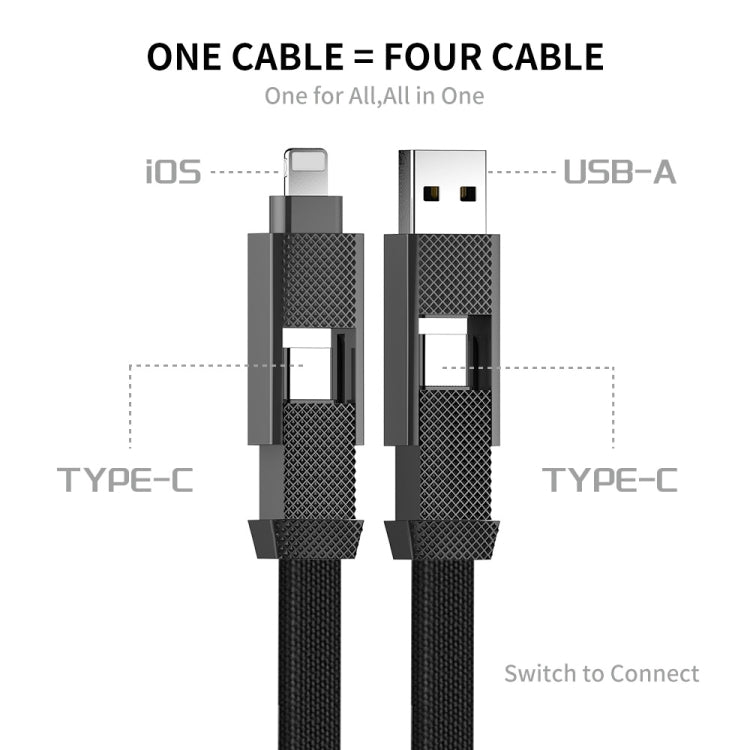 ENKAY ENK-CB134 4-in-1 60W USB-A / Type-C zu 8 Pin / Type-C Nylon Geflochtenes Magnetisches Schnellladekabel, 0,15m, 1,2m