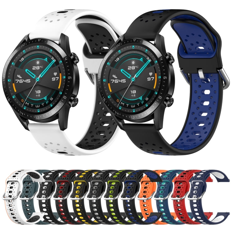 20mm Breathable Two-Color Silicone Watch Band, For Huawei Watch GT3 Pro 43mm, For Huawei Watch GT3 42mm, For Huawei Watch GT2 42mm