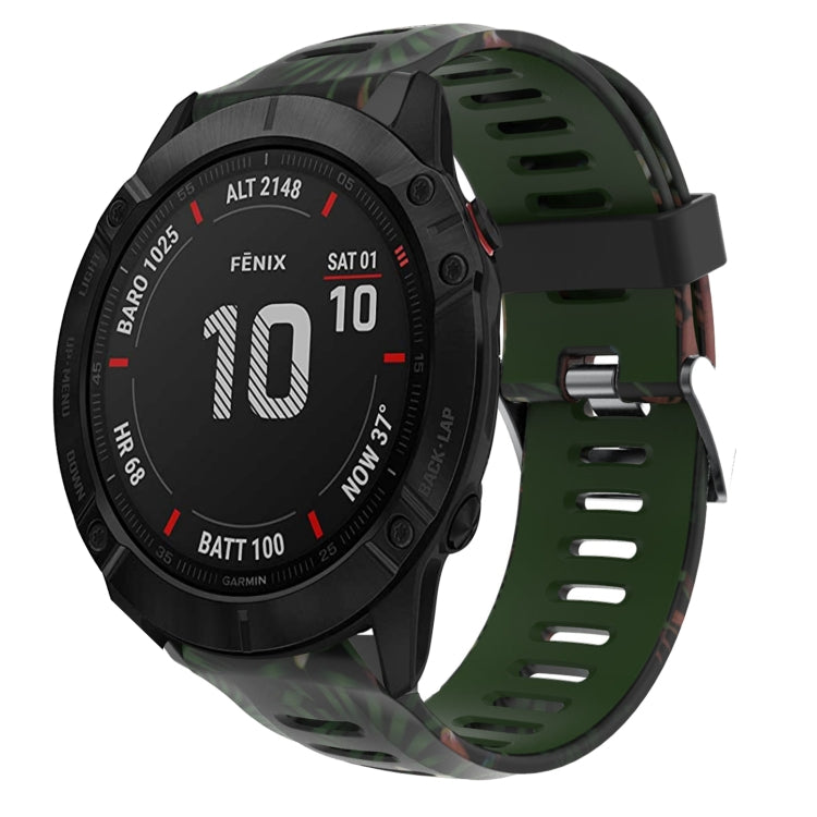 26mm Camouflage Printed Silicone Watch Band, For Garmin Enduro, For Garmin Fenix 6X, For Garmin Fenix 6X Pro, For Garmin Fenix 6X Sapphire, For Garmin Fenix 5X Sapphire, For Garmin Fenix 5X Plus, For Garmin Fenix 3, For Garmin Fenix 3 HR
