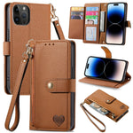 Liebes-Reißverschluss-Lanyard-Leder-Handyhülle, für iPhone 14 Pro Max, für iPhone 7 / 8 / SE 2022, für iPhone 13 Pro Max, für iPhone 13 Pro, für iPhone 13, für iPhone 13 mini, für iPhone 12 mini, für iPhone 12 / 12 Pro