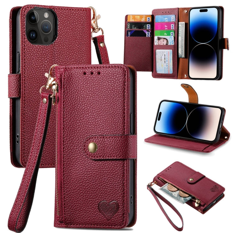 Liebes-Reißverschluss-Lanyard-Leder-Handyhülle, für iPhone 14 Pro Max, für iPhone 7 / 8 / SE 2022, für iPhone 13 Pro Max, für iPhone 13 Pro, für iPhone 13, für iPhone 13 mini, für iPhone 12 mini, für iPhone 12 / 12 Pro