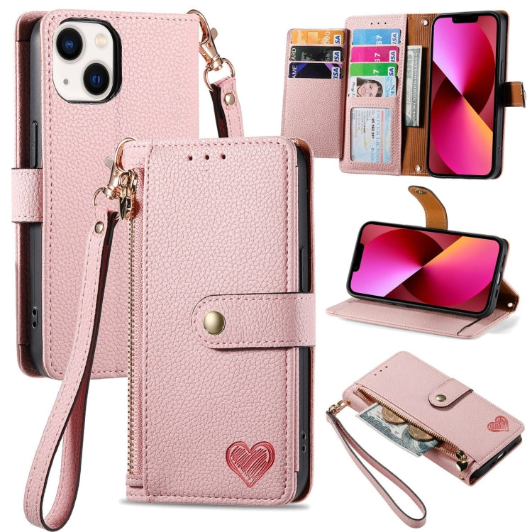 Liebes-Reißverschluss-Lanyard-Leder-Handyhülle, für iPhone 14 Pro Max, für iPhone 7 / 8 / SE 2022, für iPhone 13 Pro Max, für iPhone 13 Pro, für iPhone 13, für iPhone 13 mini, für iPhone 12 mini, für iPhone 12 / 12 Pro