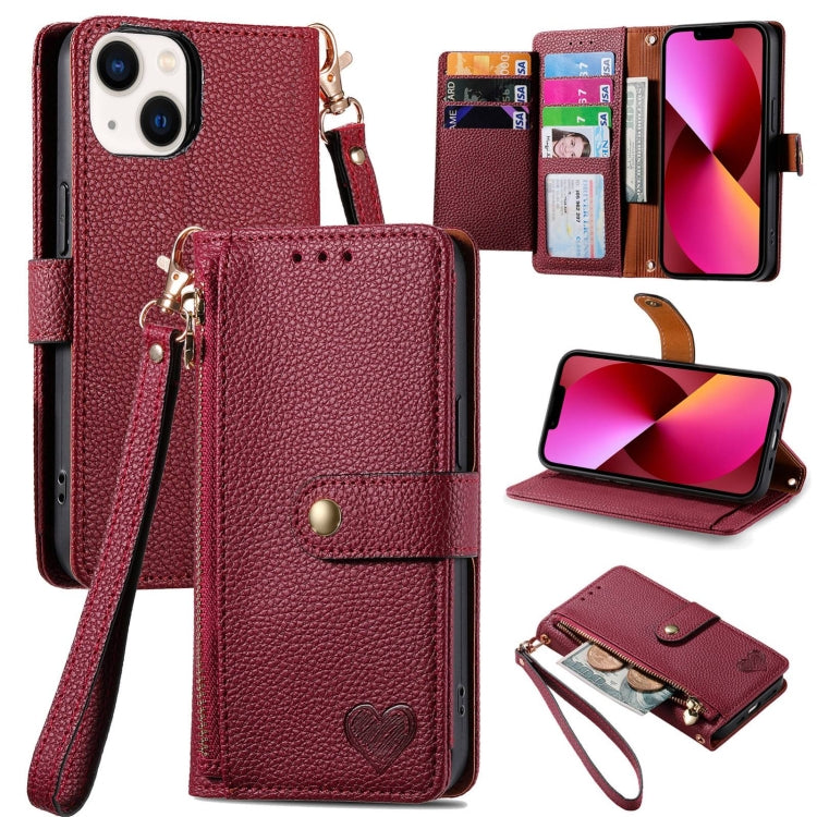 Liebes-Reißverschluss-Lanyard-Leder-Handyhülle, für iPhone 14 Pro Max, für iPhone 7 / 8 / SE 2022, für iPhone 13 Pro Max, für iPhone 13 Pro, für iPhone 13, für iPhone 13 mini, für iPhone 12 mini, für iPhone 12 / 12 Pro