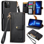 Liebes-Reißverschluss-Lanyard-Leder-Handyhülle, für iPhone 14 Pro Max, für iPhone 7 / 8 / SE 2022, für iPhone 13 Pro Max, für iPhone 13 Pro, für iPhone 13, für iPhone 13 mini, für iPhone 12 mini, für iPhone 12 / 12 Pro