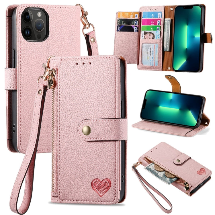 Liebes-Reißverschluss-Lanyard-Leder-Handyhülle, für iPhone 14 Pro Max, für iPhone 7 / 8 / SE 2022, für iPhone 13 Pro Max, für iPhone 13 Pro, für iPhone 13, für iPhone 13 mini, für iPhone 12 mini, für iPhone 12 / 12 Pro