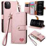 Liebes-Reißverschluss-Lanyard-Leder-Handyhülle, für iPhone 14 Pro Max, für iPhone 7 / 8 / SE 2022, für iPhone 13 Pro Max, für iPhone 13 Pro, für iPhone 13, für iPhone 13 mini, für iPhone 12 mini, für iPhone 12 / 12 Pro