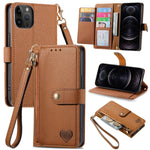 Liebes-Reißverschluss-Lanyard-Leder-Handyhülle, für iPhone 14 Pro Max, für iPhone 7 / 8 / SE 2022, für iPhone 13 Pro Max, für iPhone 13 Pro, für iPhone 13, für iPhone 13 mini, für iPhone 12 mini, für iPhone 12 / 12 Pro