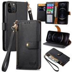 Liebes-Reißverschluss-Lanyard-Leder-Handyhülle, für iPhone 14 Pro Max, für iPhone 7 / 8 / SE 2022, für iPhone 13 Pro Max, für iPhone 13 Pro, für iPhone 13, für iPhone 13 mini, für iPhone 12 mini, für iPhone 12 / 12 Pro