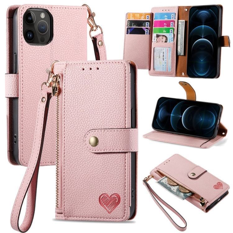 Liebes-Reißverschluss-Lanyard-Leder-Handyhülle, für iPhone 14 Pro Max, für iPhone 7 / 8 / SE 2022, für iPhone 13 Pro Max, für iPhone 13 Pro, für iPhone 13, für iPhone 13 mini, für iPhone 12 mini, für iPhone 12 / 12 Pro
