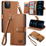 Liebes-Reißverschluss-Lanyard-Leder-Handyhülle, für iPhone 14 Pro Max, für iPhone 7 / 8 / SE 2022, für iPhone 13 Pro Max, für iPhone 13 Pro, für iPhone 13, für iPhone 13 mini, für iPhone 12 mini, für iPhone 12 / 12 Pro