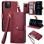 Liebes-Reißverschluss-Lanyard-Leder-Handyhülle, für iPhone 14 Pro Max, für iPhone 7 / 8 / SE 2022, für iPhone 13 Pro Max, für iPhone 13 Pro, für iPhone 13, für iPhone 13 mini, für iPhone 12 mini, für iPhone 12 / 12 Pro