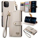Liebes-Reißverschluss-Lanyard-Leder-Handyhülle, für iPhone 14 Pro Max, für iPhone 7 / 8 / SE 2022, für iPhone 13 Pro Max, für iPhone 13 Pro, für iPhone 13, für iPhone 13 mini, für iPhone 12 mini, für iPhone 12 / 12 Pro
