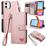 Liebe Reißverschluss Lanyard Leder Handyhülle, Für iPhone 12 Pro Max, Für iPhone 11 Pro Max, Für iPhone 11, Für iPhone 11 Pro, Für iPhone X / XS, Für iPhone XR, Für iPhone XS Max, Für iPhone 7 Plus / 8 Plus