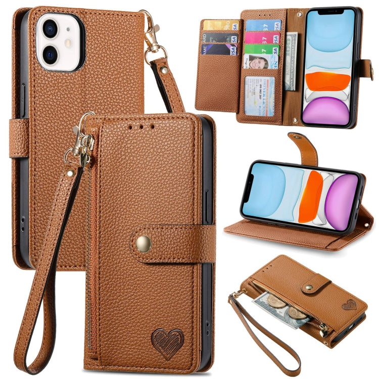 Liebe Reißverschluss Lanyard Leder Handyhülle, Für iPhone 12 Pro Max, Für iPhone 11 Pro Max, Für iPhone 11, Für iPhone 11 Pro, Für iPhone X / XS, Für iPhone XR, Für iPhone XS Max, Für iPhone 7 Plus / 8 Plus