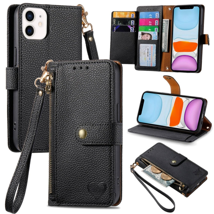 Liebe Reißverschluss Lanyard Leder Handyhülle, Für iPhone 12 Pro Max, Für iPhone 11 Pro Max, Für iPhone 11, Für iPhone 11 Pro, Für iPhone X / XS, Für iPhone XR, Für iPhone XS Max, Für iPhone 7 Plus / 8 Plus
