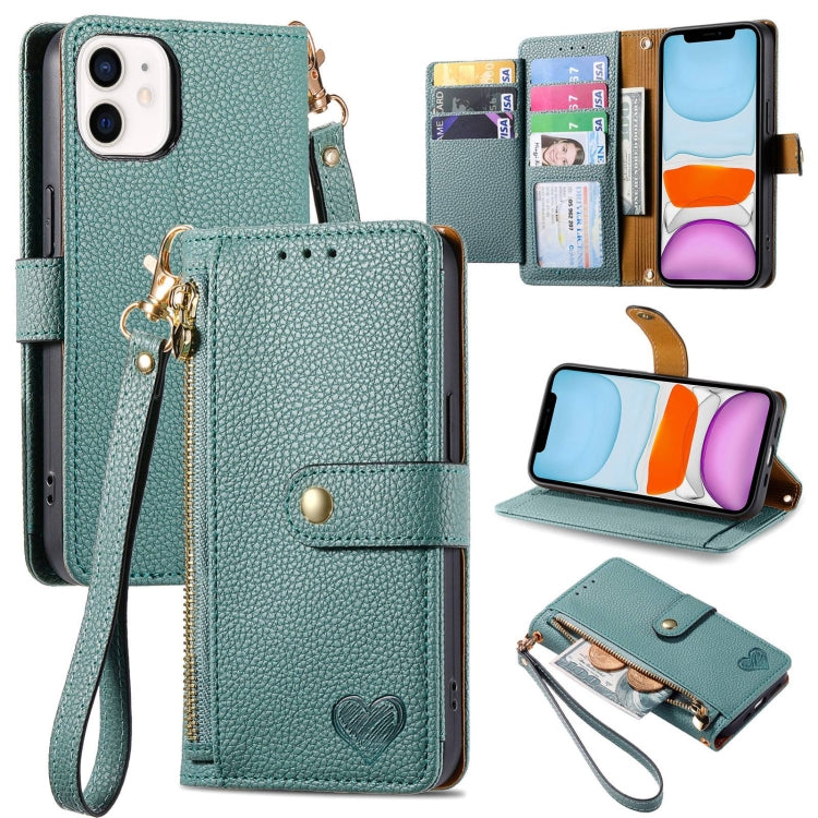 Liebe Reißverschluss Lanyard Leder Handyhülle, Für iPhone 12 Pro Max, Für iPhone 11 Pro Max, Für iPhone 11, Für iPhone 11 Pro, Für iPhone X / XS, Für iPhone XR, Für iPhone XS Max, Für iPhone 7 Plus / 8 Plus